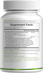 Resveratrol Complex 2,000mg, 240 Veggie Capsules – Extra Strength Trans-Resveratrol with NAD, Quercetin, Curcumin, Grape Seed & More – Healthy Aging Antioxidant for Energy & Brain Support