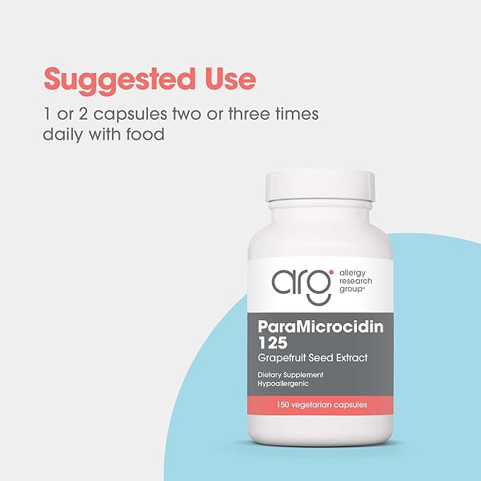Allergy Research Group ParaMicrocidin 125 Supplement - Grapefruit Seed Extract 250mg, Supports Metabolic Function, Vegetarian Capsules - 150 Count