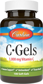 Carlson - C-Gels, 1000mg, Vitamin C Softgels, Immune Support & Heart Health, Vitamin C Softgels, Antioxidant, Vitamin C Supplement, 100 Softgels