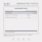 CLAV Organic Milk Thistle & Artichoke Extract Complex -Rich in Silymarin & Bitters - Liver Support + Detox Supplement - 120 Capsules (60 Days Supply) - Vegan - Made in Germany