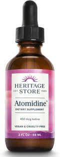 Heritage Store Atomidine 450mcg Liquid Iodine Drops, Electrically Charged Iodine Supplement for Healthy Thyroid Support,* Bioavailable Formula, Vegan & Cruelty Free, Approx. 960 Servings, 2 fl oz