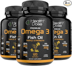 Health Dose Premium Omega 3 Fish Oil Triple Strength x 120 Softgels - Pack of 3