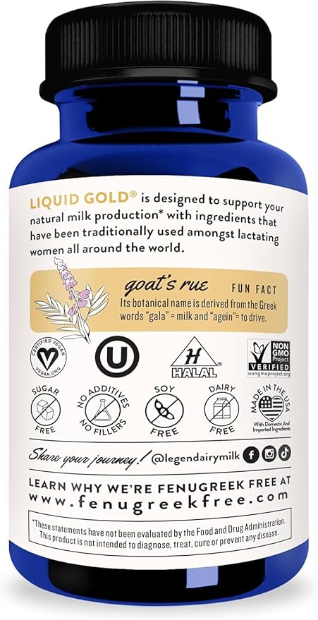 Legendairy Milk Liquid Gold Lactation Support | Lactation Supplement with Organic Goats Rue, Milk Thistle, Shatavari, Fennel, Alfalfa & Anise | Breastfeeding Supplements, 60 Count (Pack of 3)