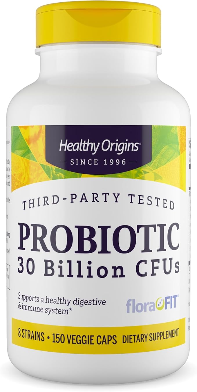 Healthy Origins Probiotic 30 Billion CFU's (Shelf Stable, Non-GMO, Gluten Free, Digestive Health, Gut Health, Immune Support), 150 Veggie Caps
