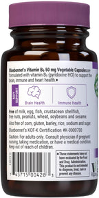 Bluebonnet Nutrition Vitamin B6 50mg Energy Vitamins for Women & Men - Nervous System Immune & Heart Health Support Supplement - Non-GMO, Vegan, Gluten-Free - 90 Vegetable Capsules