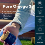 Wellness Omega 3 Algae-Based Supplement with DHA/EPA & Astaxanthin, Fish Free & Vegan with Algae Oil, Absorbable Plant Based Omega 3, Plastic Free, by Ashlan & Philippe Cousteau
