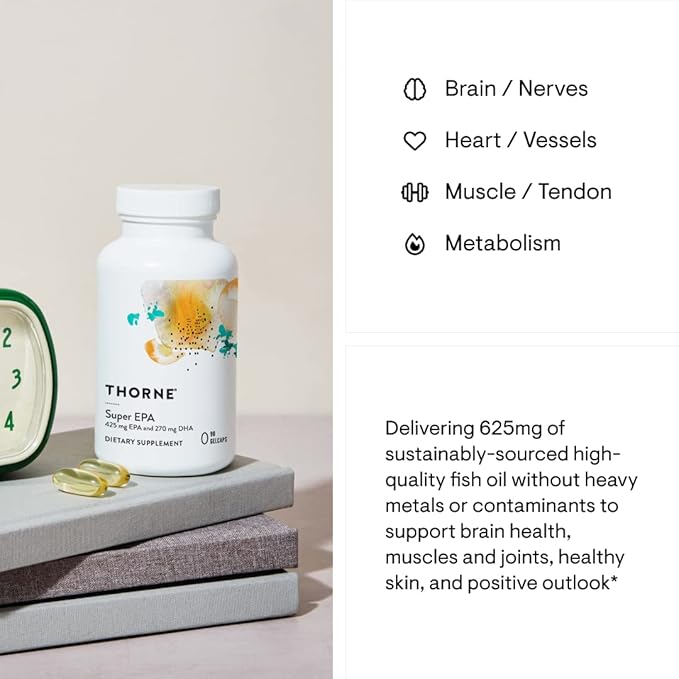 THORNE - Super EPA (90 Gelcaps) & Vitamin D + K2 (1 Oz) Bundle - Supports Bone Health, Muscle Structure & Joint Health - Gluten, Dairy & Soy-Free