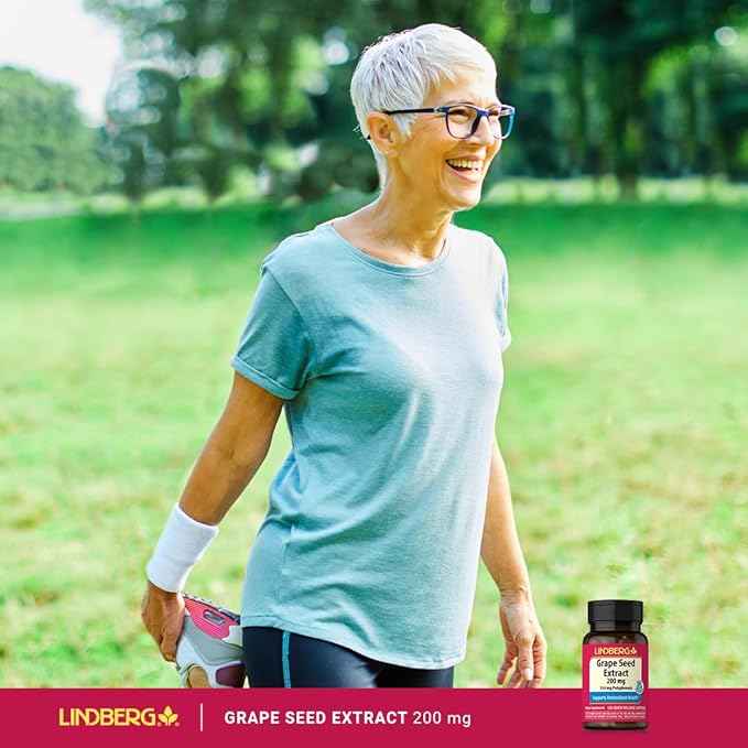 Lindberg Grape Seed Extract | 200mg | 120 Quick Release Capsules | 134mg Polyphenols | Non-GMO, Gluten Free Supplement