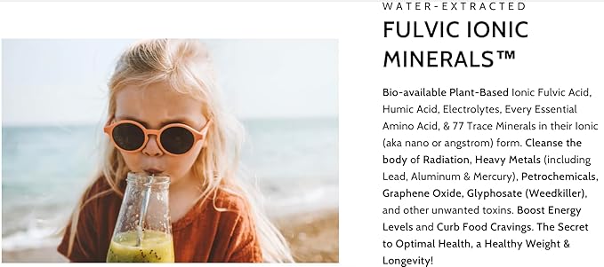 Optimally Organic Water Extracted Fulvic Ionic Minerals X200 - Patented BioActive Fulvic Acid, Humic Acid, Trace Minerals, Electrolytes & Essential Amino Acids - 5+ Month Supply