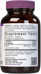 Bluebonnet Niacin 100mg Vitamin B3 Nicotinic Acid - Heart Health Support for Women & Men* - Non-GMO, Vegan, Kosher, Gluten-Free, Soy-Free, Dairy-Free Flush Niacin Supplement - 90 Vegetable Capsules