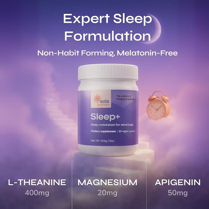Sleep Aid Without Melatonin - Non Habit Forming Natural Sleep Support - Magnesium, L-Theanine, Apigenin - Stay Asleep and Wake Refreshed