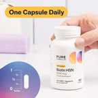PureFormulas Biotin 8000 mcg Hair Skin Nails Biotin Supplement Biotina, Biotin Hair Growth Vitamins B7 Supplement for Women & Men 120 Capsules