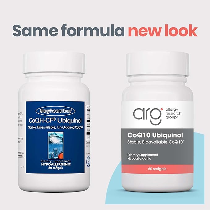 Allergy Research Group CoQ10 Ubiquinol - Delivers 100 mg CoQ10 - Supports Cellular Energy Production, Antioxidant Activity & Heart Wellness - 60 Servings - 60 Vegetarian Capsules