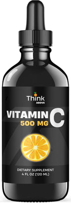 Think Above High Potency Liquid Vitamin C Drops – 500 mg Immune Support Supplement for Adults & Kids – Easy Absorption, 4 fl oz (120 ml) Vitamin C Liquid Formula