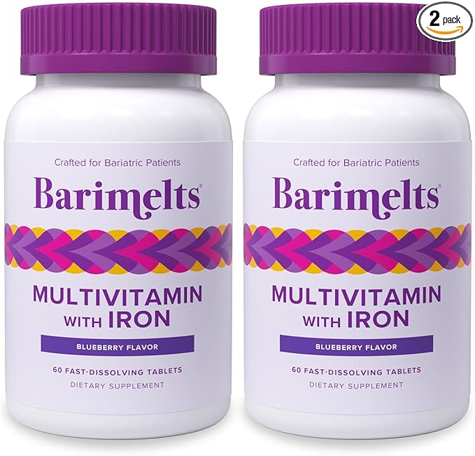 BariMelts Bariatric Multivitamin with Iron - 2 Month Supply (120 Fast-Dissolving Tablets) - Sugar-Free - Post-Op Bariatric Vitamins - Natural Blueberry Flavor