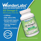 Wonder Laboratories EZ Omega-3 Atlantic Menhaden Fish Oil Supplement 2000 mg, Burpless, Made in The USA, Perfect Balance of EPA+ DHA + DPA 180 Softgels