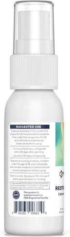 Renue By Science Restore PM | Liposomal Melatonin GABA Supplement Spray | 30ml Spray with Melatonin Glutathione & GABA 10mg - Sleep Aid Melatonin | Non-GMO | Made in The USA & Third Party Tested