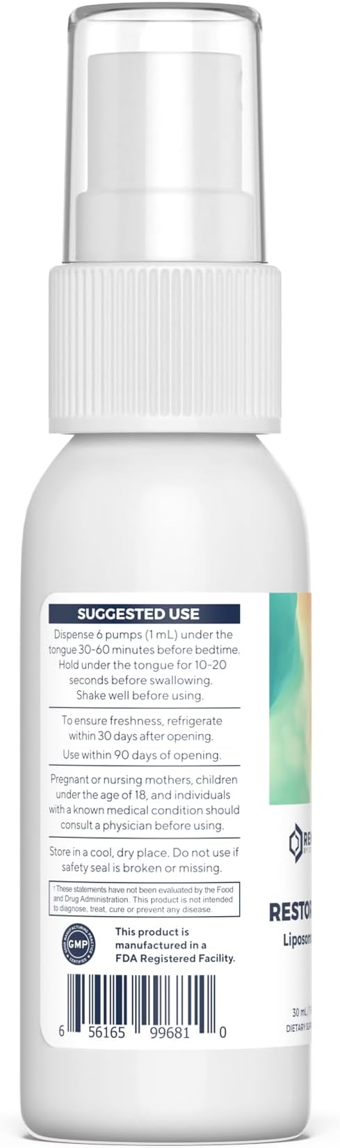 Renue By Science Restore PM | Liposomal Melatonin GABA Supplement Spray | 30ml Spray with Melatonin Glutathione & GABA 10mg - Sleep Aid Melatonin | Non-GMO | Made in The USA & Third Party Tested