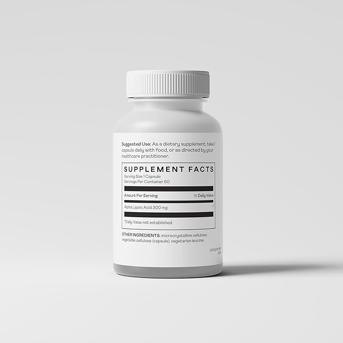 Nuray Alpha Lipoic Acid 300mg - Antioxidant Supplement for Healthy Aging, Supports Energy Production, Proper Nerve Function, Metabolism - 60 Vegetarian Capsules, Gluten-Free Dietary Supplement