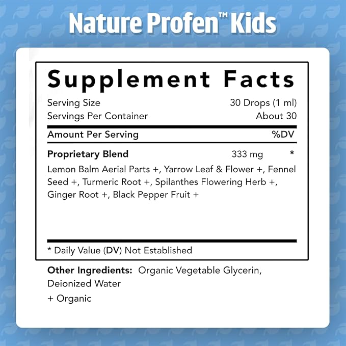 Dr. Green Mom Nature Profen Natural Relief for Infants & Kids | USDA Organic Herbal Drops for Teething, Growth Spurts, and Occasional Discomfort | Natural Child & Baby Comfort Aid