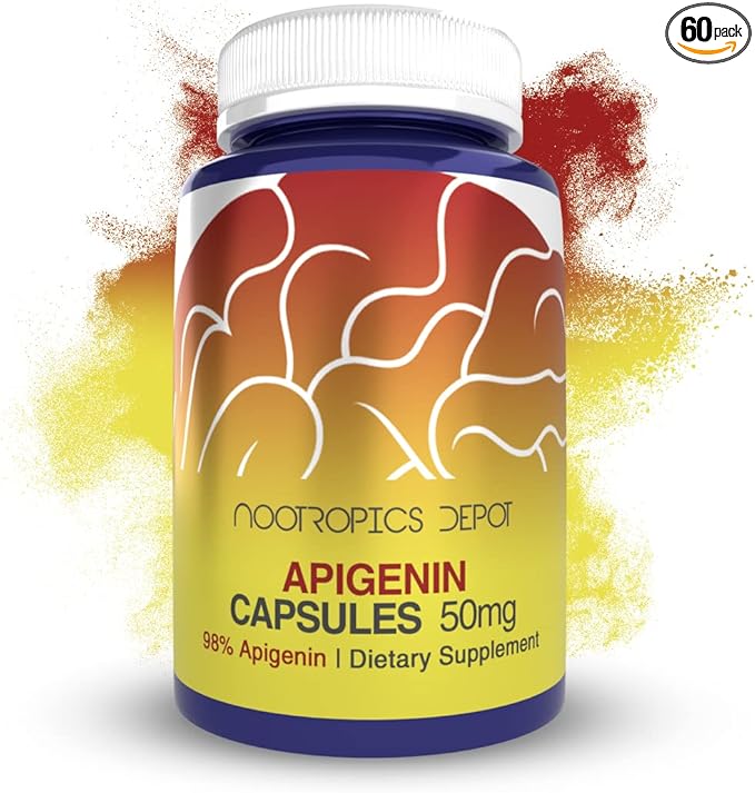 Nootropics Depot Apigenin Capsules | 50mg | 60 Count | >98% Apigenin | Supports Relaxation, Joint Health, and NAD+ Levels