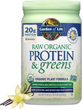 Garden of Life Raw Protein & Greens Vanilla Protein Powder – 20g Plant Based Greens Powder, Probiotics & Enzymes, Post-Workout Recovery, Vegan, Gluten-Free, Non-GMO, 20 Servings