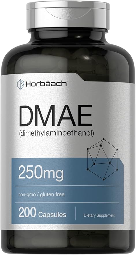 Horbaach DMAE Dimethylaminoethanol Bitartrate 250 mg | 200 Capsules | Non-GMO & Gluten Free Supplement