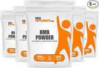 BulkSupplements.com HMB Powder - as Calcium HMB Supplement, Beta-Hydroxy Beta-Methylbutyrate - Unflavored & Gluten Free, 1g per Serving, 1kg (Pack of 5) (11 lbs)