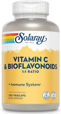 SOLARAY Vitamin C 500mg with Citrus Bioflavonoids, 1:1 Ratio - Antioxidant and Immune Support Supplement - Vitamin C with Rose HIPS and Acerola, Vegan, 60-Day Guarantee, 125 Servings, 250 VegCaps