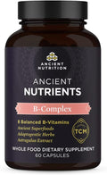 Ancient Nutrition Vitamin B Complex Supplement, 8 Balanced B-Vitamins, Supports Healthy Energy Levels, Adaptogenic Herbs, Enzyme Activated, Paleo & Keto Friendly, 60 Capsules