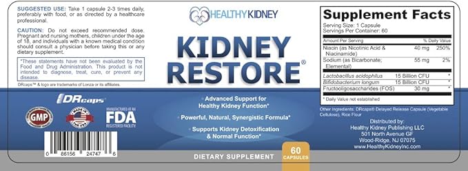 Kidney Restore Organic Sodium Bicarbonate Alkaline Supplement 1LB Cleanse 60 Caps Bundle – Supports Kidney Health, Neutralizes Stomach Acid, Alkaline Superfoods, Immune Support, Antacid & Vitamins f