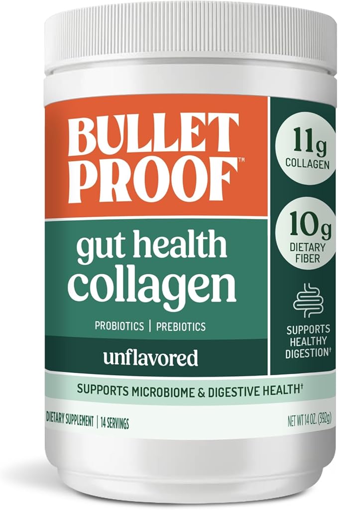 Bulletproof Unflavored Gut Health Collagen Protein, 14 Ounces, 10g Grass-Fed Collagen Peptides for Gut, Skin, Bone and Joint Support