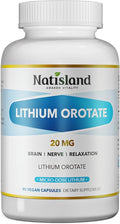 Lithium Orotate 20 mg - Brain & Nerve Health Support for Healthy Aging, Low Dose Lithium Supplements, High Bioavailability Trace Mineral, Vegan, Non-GMO, Gluten Free, 90 CT