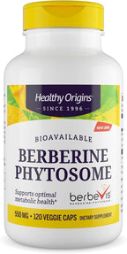 Healthy Origins Berberine Phytosome 550 mg, 120 Veggie Capsules - Bioavailable Berberis Aristata Extract - Supports Metabolic Health, Body Composition, Advanced Phytosome Technology - 4 Month Supply