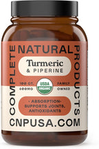 CNP Organic Turmeric with Piperine Capsules 600mg - High Absorption Curcumin with Black Pepper, Plant Based Supplement, Clean Formula No Fillers, 100 Count Glass Bottle, Made in USA, Family Owned