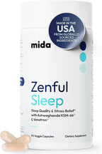 Zenful Sleep 6-in-1 Natural Sleep Aid for Adults Without Melatonin | Deep Sleep Supplement with Ashwagandha KSM-66® and Venetron® | Supports Cortisol Balance & Mood | 90 Capsules