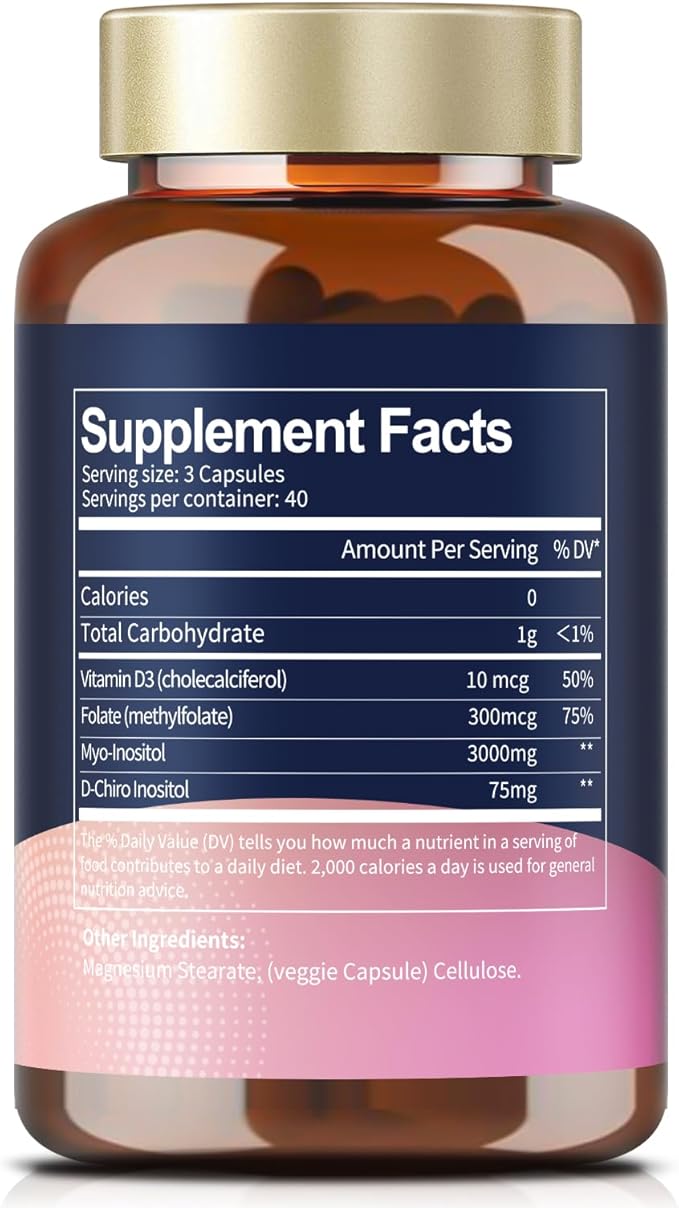 Totaria Inositol Supplement for Women with Vitamin D3, Folate, 40:1 Ratio Myo-Inositol & D-Chiro Inositol Complex, (Vitamin B8) Inositol Capsules, Pack of 2