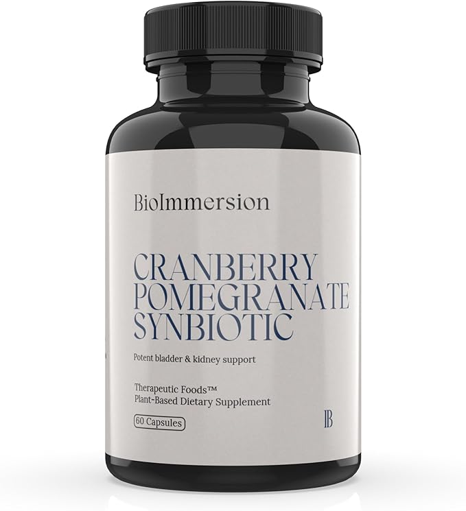 Cranberry Pomegranate Synbiotic - Organic Cranberry, Pomegranate Extract 40% Punicalagins, D-Mannose & Probiotic Blend - Supports Urinary Tract and Microbial Wellness - 60 Capsules