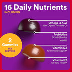 SmartyPants Organic Toddler Multivitamin Gummies: Probiotics,Omega 3 (ALA),Vitamin D3,C,Vitamin B12,B6,A,K&Zinc,Beta Carotene,Gluten Free,Three Fruit Flavors, (30 Day Supply),60 Count (Pack of 2)