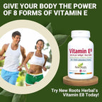 NEW ROOTS HERBAL Vitamin E 400 IU Capsules | Vitamin E8 Supplement (120 Softgels) with All 8 Types of Vitamin E | 4 Tocopherols & 4 Tocotrienols for Women & Men