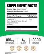 BulkSupplements.com Zeaxanthin Powder - Zeaxanthin Supplements, from Marigold Flower Extract - Gluten Free, 100mg (Zeaxanthin 5mg) per Serving, 1kg (2.2 lbs) (Pack of 1)