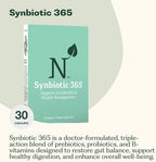 Synbiotic 365 Triple Action Prebiotics and Probiotics for Women & Men | Supplement with B Vitamins, Biotin & Niacin | Gluten Free, Non-GMO & Vegan | 20 Billion CFU | 30 Servings