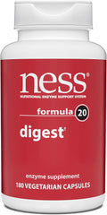 Ness® Digest | Multi-Enzyme Digestive Supplement | Supports Protein, Fat, Carbohydrate & Fiber Digestion | Broad-Spectrum Enzyme Blend | 180 Vegetarian Capsules