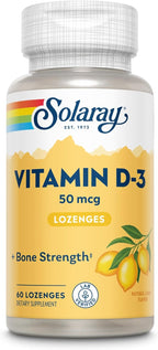 SOLARAY Vitamin D3 2000IU Supplement for Men & Women - Vitamin D as Cholecalciferol, VIT D3 50 mcg for Adults, Bone Strength Support, Natural Lemon Flavor - 60 Lozenges