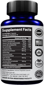 Immune Support Booster Supplement with Elderberry, Vitamin C, Echinacea, Turmeric Curcuminoids, Vitamin E, Vitamin B6, Zinc, L-Glutamine HCL, Garlic, Lactobacillus Acidophilus :: 60 Count, 1 Pack