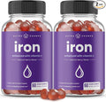 NutraChamps Iron Gummies with Vitamin C, 20mg Iron Blood Cell Formation Support, 120 Gummies for Iron Deficiency & Anemia, Energy, Focus, Immune Boost Pack of 2