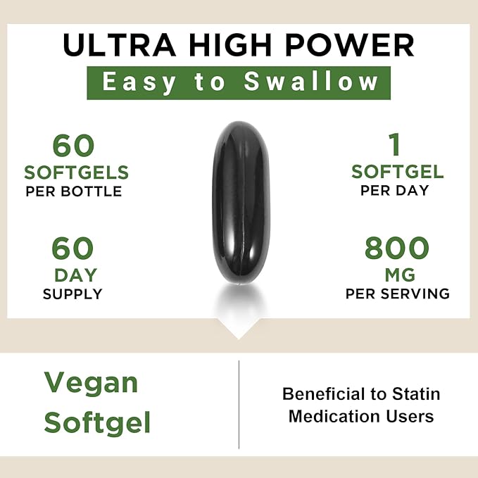 Liposomal CoQ10 800mg Ubiquinol Softgel, Max Absorption Ubiquinol Coenzyme Q10, Ubiquinol CoQ10 Supplement for Antioxidant, Heart Function & Energy Production, Pure CoQ10 800mg, 120 Vegan Softgels