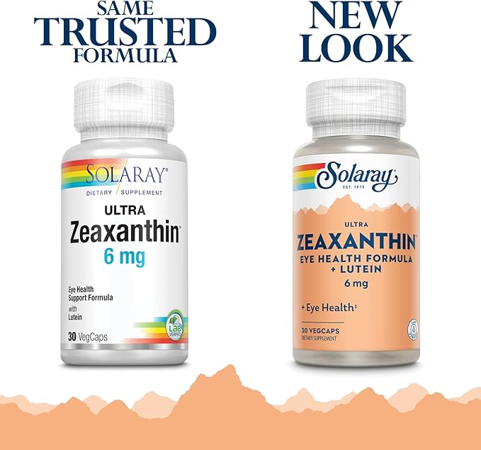 SOLARAY Zeaxanthin for Men & Women - Lutein and Zeaxanthin Supplement for Eyes, Vision & Macular Health Support Formula, Eye Vitamin Complex with Bilberry, Vitamin C, & Blueberry - 30 Veg Caps