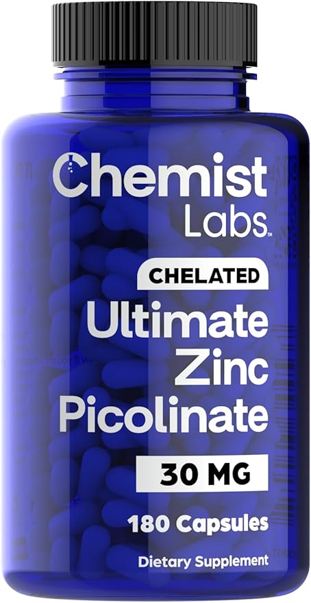 Ultimate Zinc Picolinate 30mg - 180 Capsules - Fast-Absorbing - 6 Month Supply - Vitamin Zinc Picolinate Supplements - Immune Support, Colds, Skin Health - Foundational Mineral - Vegetarian Capsules