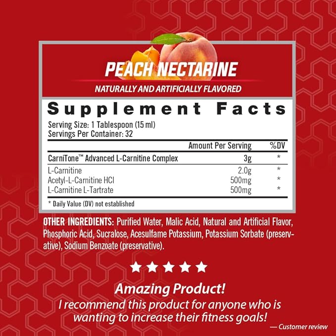 iSatori L-Carnitine LS3 3000, Liquid L-Carnitine with Acetyl L-Carnitine, L-Carnitine L-Tartrate, Stimulant Free Pre Workout, Low Calories, Sugar, Gluten, Keto-Friendly, Peach Nectarine (32 Servings)